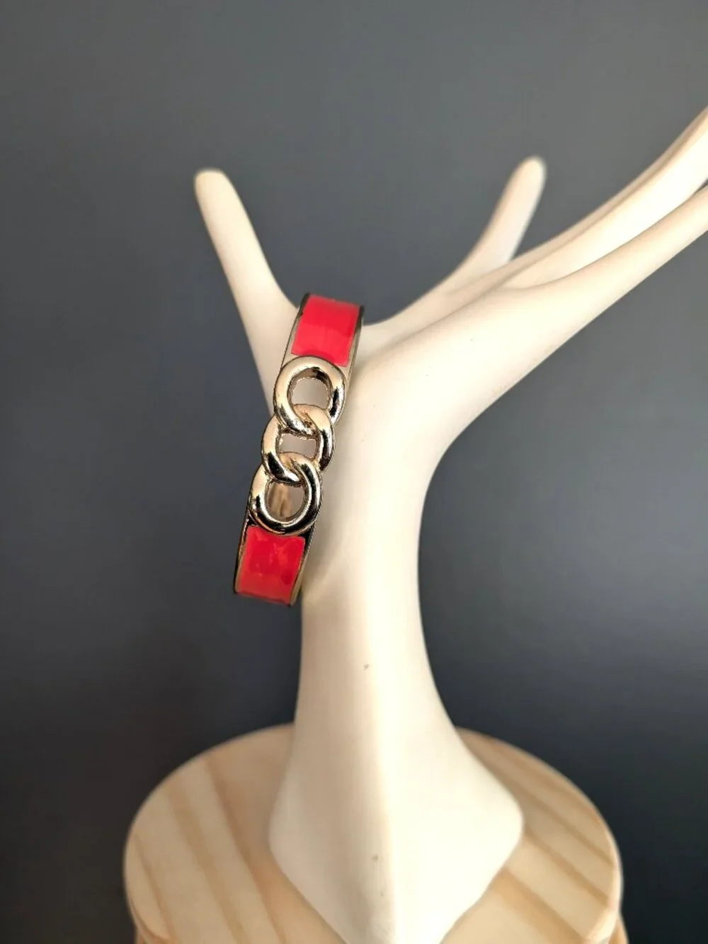 Gold and orange enamel bangle